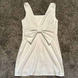 Lulu’s Blissfully Beaming White Sleeveless Bow Mini Dress